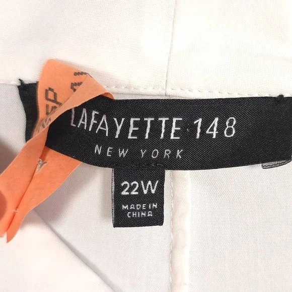 LAFAYETTE 148 Ivory Zip Front Classic Blouse Long Sleeve Stretch Top 22W - Picture 2 of 8